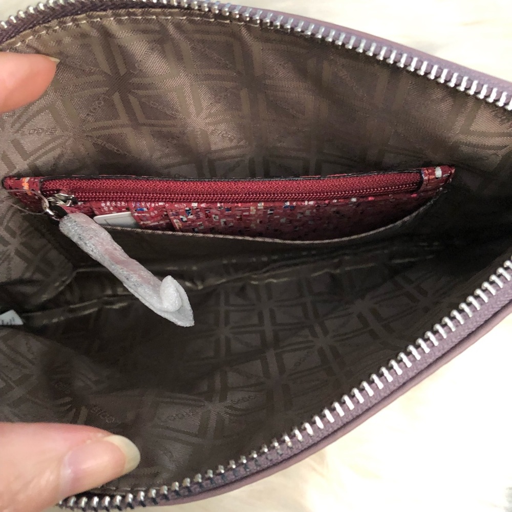 NWT Lodis purple leather wristlet with card case wallet - Picture 7 of 10